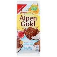 Шоколад Alpen Gold молочный Кокос, инжир и солёный крекер 85г