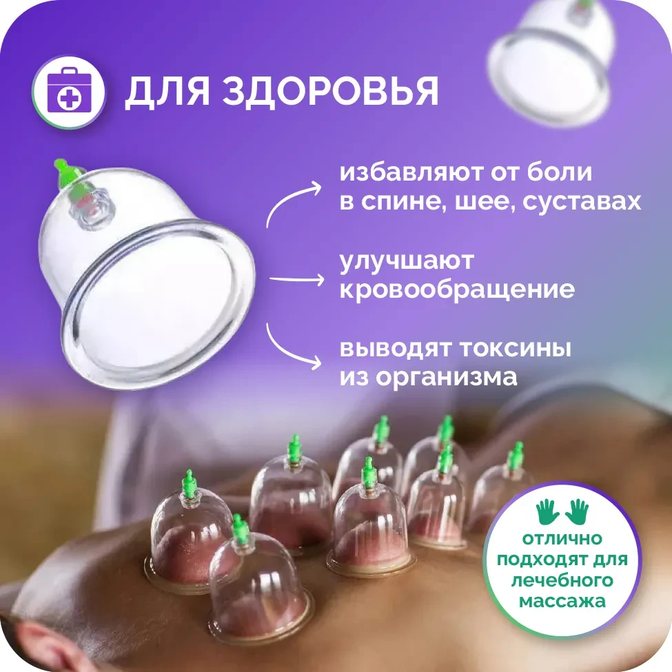 Вакуумные антицеллюлитные банки с насосом 12 штук - фото 3 - id-p64815867