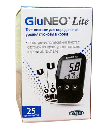 Тест-полоски для определения глюкозы GluNEO Lite 25 шт, фото 2