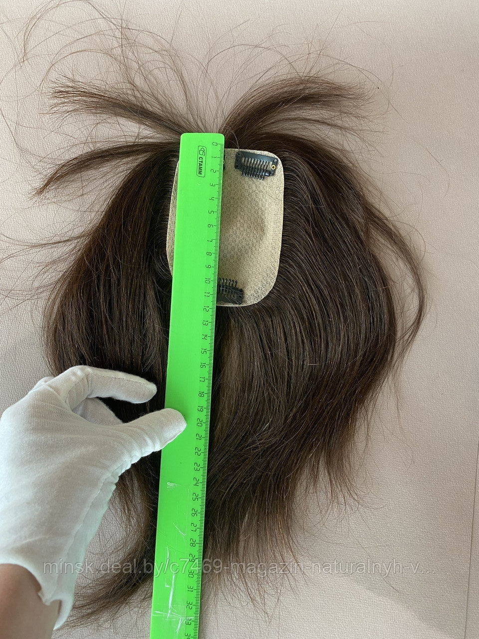 Накладка из натуральных волос (цвет 2 горький шоколад) с челкой или без, с основой 8х12 см - фото 5 - id-p185994117