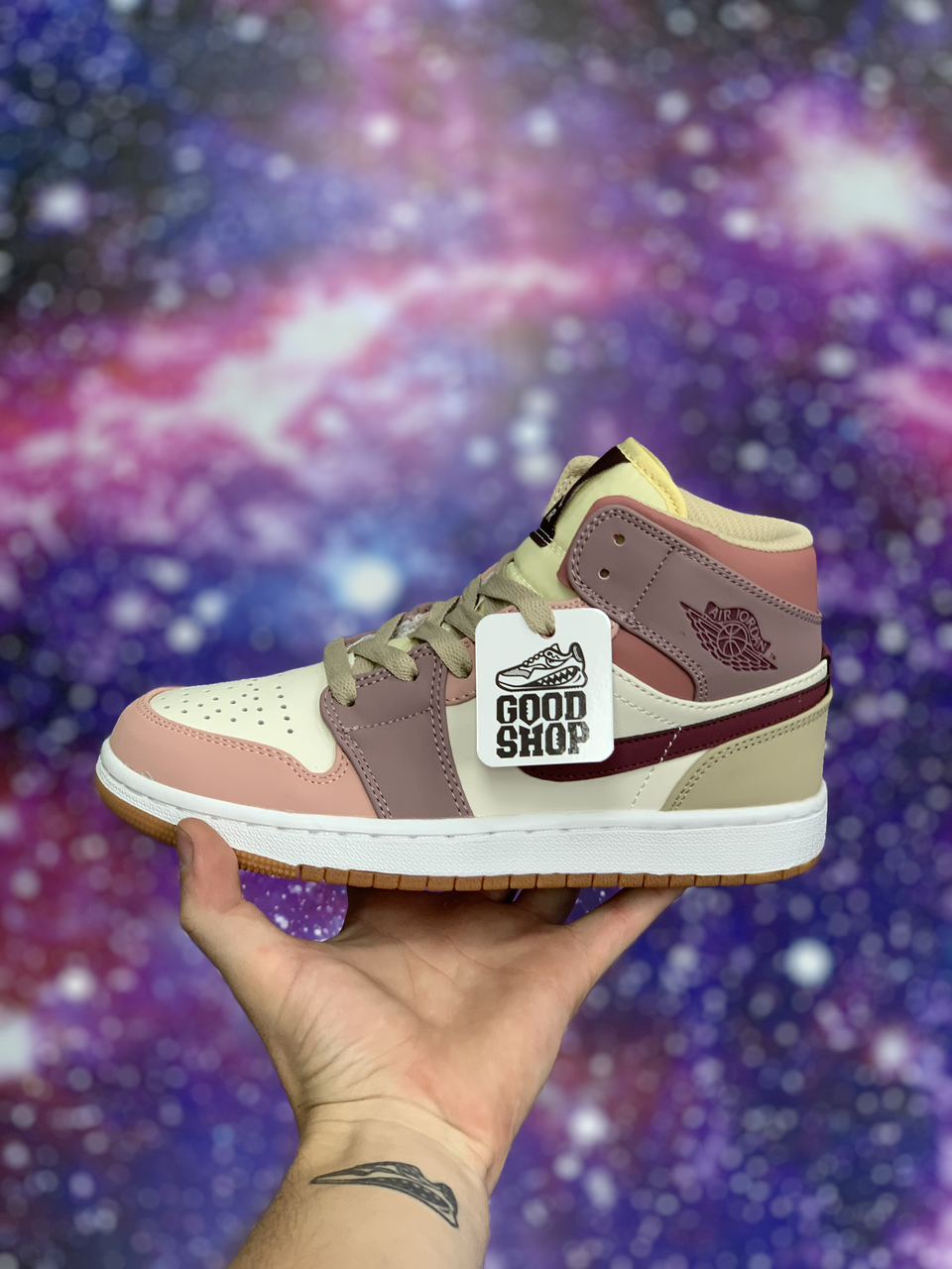 Кроссовки Air Jordan 1 Beige Violet Pink Mid