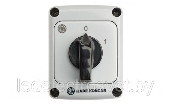 Rade Koncar - Переключатель PNBS 16 92, 4P, 20A, тип 0-1, 7.5kW(400VAC по АС-23), черная рукоятка, в корпусе