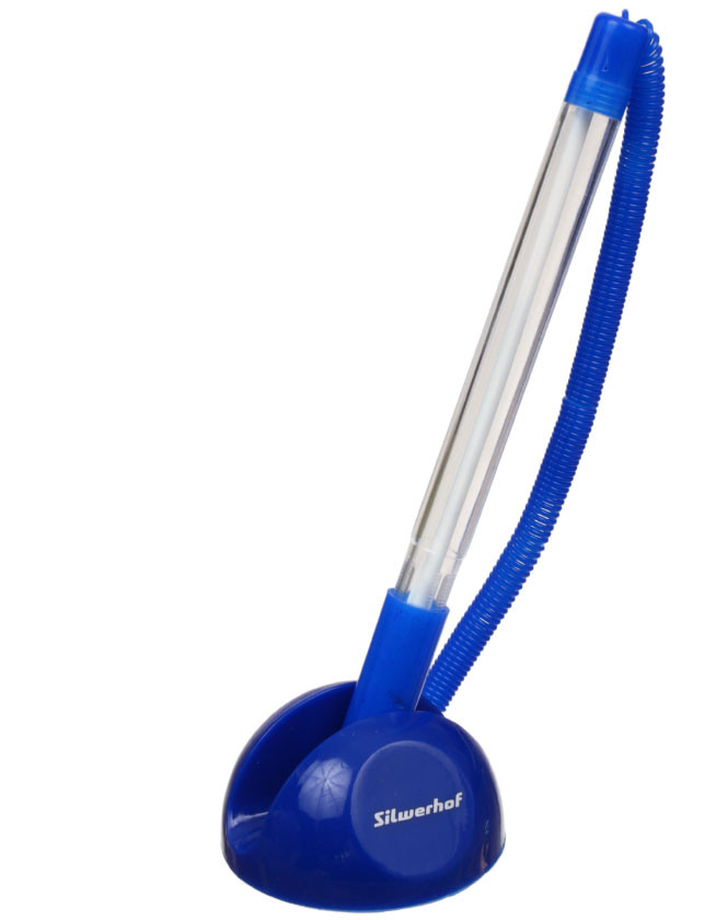 Ручка шариковая на подставке Silwerhof корпус прозрачный с синим, стержень синий - фото 2 - id-p186006236