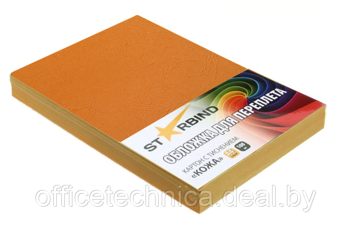 Обложки картон "кожа" А4 оранжевые/100шт./ SB - фото 1 - id-p118547964