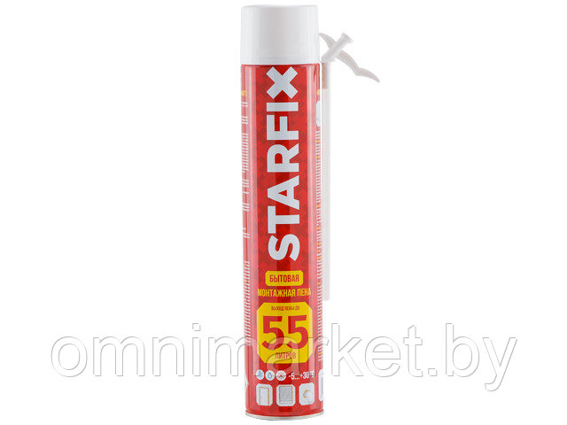 Пена монтажная бытовая всесезонная STARFIX Foam 55 (750мл) (Выход пены до 55 литров)