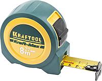 34127-08-27 Рулетка KRAFTOOL "Kraft-Max", длинный вылет, нейлон покрытие, упрочненный двухкомп корпус, 8м/27мм