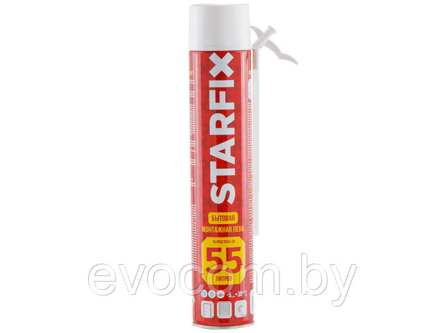 Пена монтажная бытовая всесезонная STARFIX Foam 55 (750мл) (Выход пены до 55 литров) - фото 1 - id-p186046374