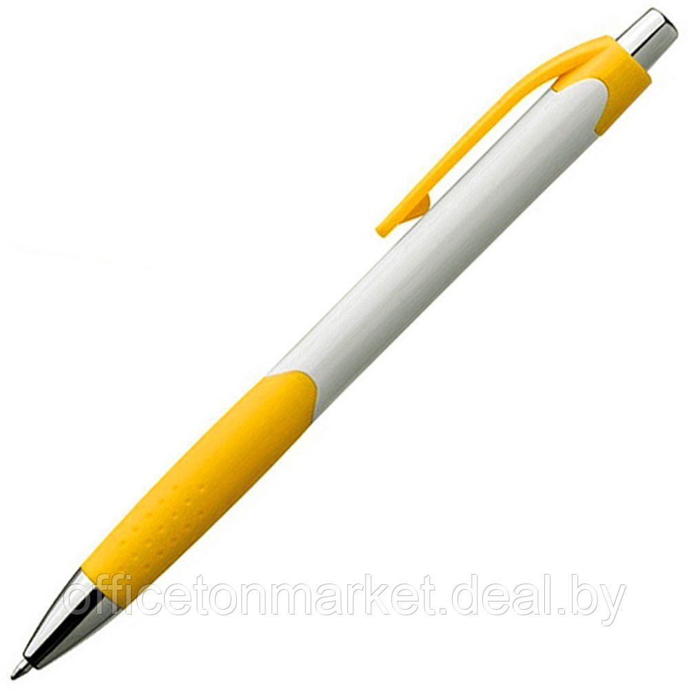 Ручка шариковая автоматическая "Mao", 0.5 мм, белый, желтый, стерж. синий