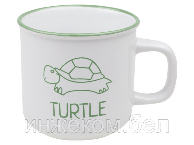 Кружка керамическая, 450 мл, серия Черепаха, бело-зеленая, PERFECTO LINEA (Супер цена!   с черепахой зеленого
