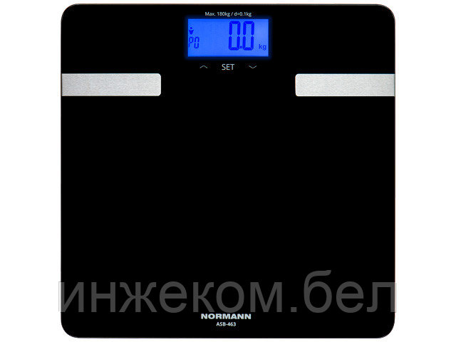 Весы напольные ASB-463 NORMANN (180 кг, стекло 6 мм, дисплей 73х34 мм с подсветкой, изм-ние уровня воды,жира, - фото 1 - id-p186061882