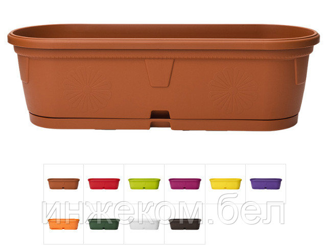 Ящик балконный для цветов Gerber (Гербера) 50x15 см с поддоном, DRINA (цвета в ассортименте)