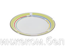 Тарелка десертная керамическая, 199 мм, круглая, серия Самсун, оливковая полоска, PERFECTO LINEA (Супер цена!)