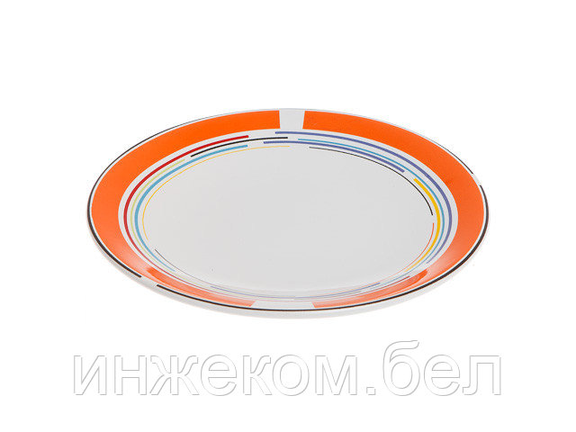 Тарелка десертная керамическая, 199 мм, круглая, серия Самсун, оранжевая полоска, PERFECTO LINEA (Супер цена!)