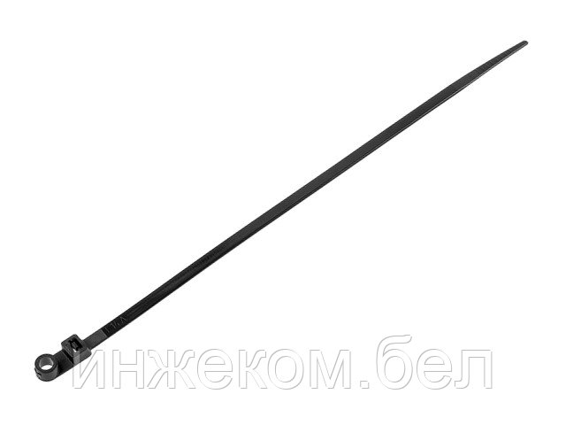 Хомут-стяжка с монтажным отверстием 4.8х200 мм черный (100 шт в уп.) STARFIX - фото 1 - id-p186074002