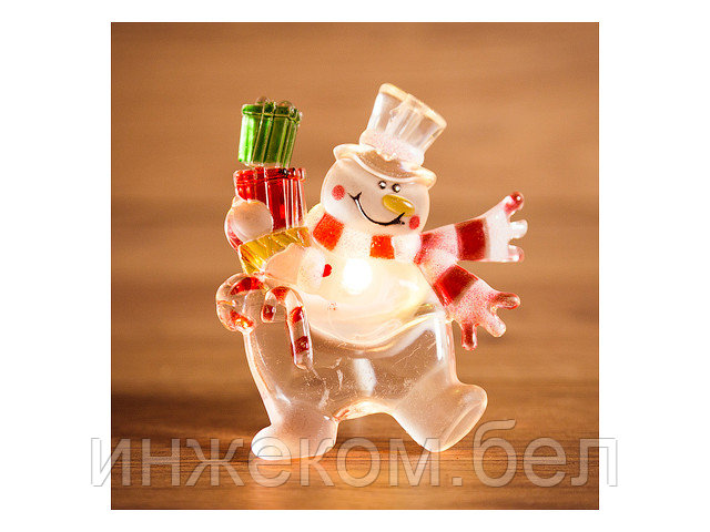 Снеговик с подарком" RGB на присоске ( Класс защиты 3, IP20, Тип питания: батарейки) (NEON-NIGHT) - фото 1 - id-p186071557