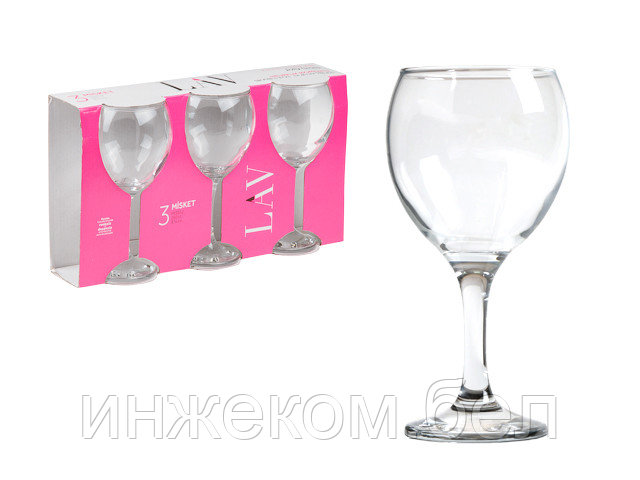 Набор бокалов для вина, 3 шт., 260 мл, серия Misket, LAV - фото 1 - id-p186071700