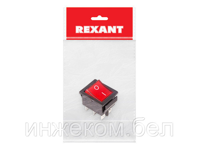 Выключатель клавишный 250V 15А (6с) ON-ON (RWB-506, SC-767) красный с подсветкой (инд.уп.) REXANT - фото 1 - id-p186074312