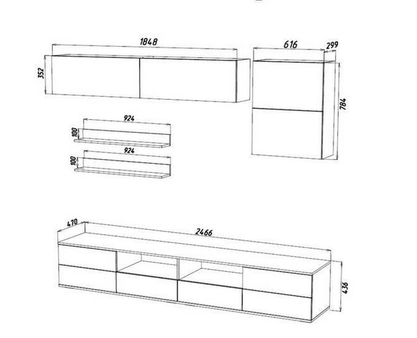 Стенка для гостиной Лия 2 Белый-Черный глянец - фото 3 - id-p167198867