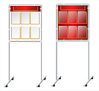 Напольный стенд на стойках р-р 95*190 см, с карманами на 6 шт А4 формата + карман для названия