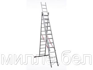 Лестница алюм. 3-х секц. 310/736/315 см 3х12 ступ. 20,4кг  NV3230 Новая Высота (макс. нагрузка 150кг)