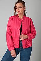 Женская осенняя кожаная розовая куртка Liona Style 844 розовый 46р.