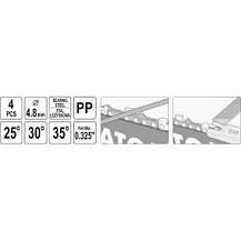 Набор для заточки цепи d4.8мм для 0.325" (4пр.) "Yato" YT-85042, фото 3