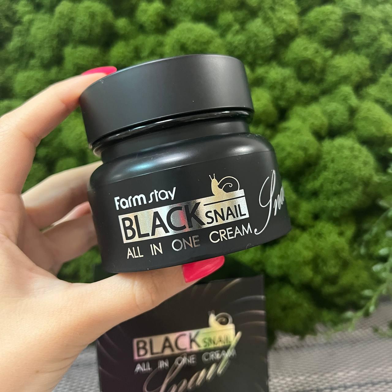 Восстанавливающий крем для лица с муцином черной улитки FarmStay Black Snail All In One Cream, 100мл - фото 2 - id-p186161848