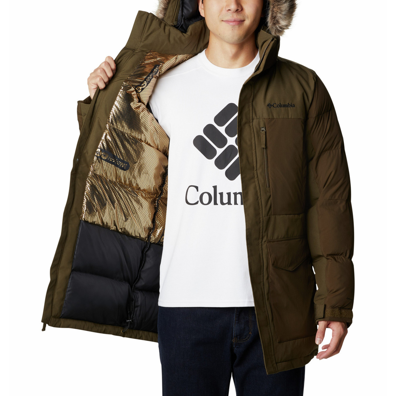 Куртка мужская Columbia Marquam Peak Fusion Parka оливковый - фото 6 - id-p186169476