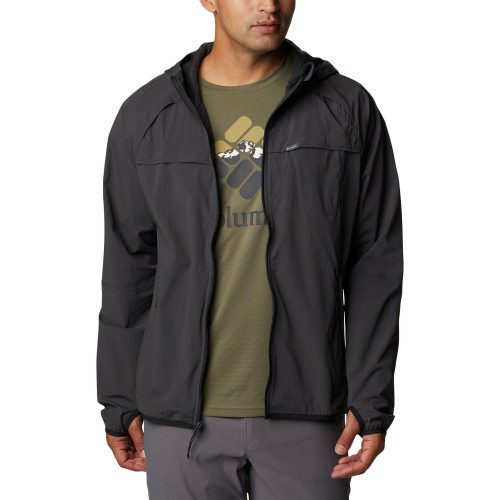 Куртка ветрозащитная мужская софт-шелл Columbia Garside II Hoodie чёрный - фото 1 - id-p186169639