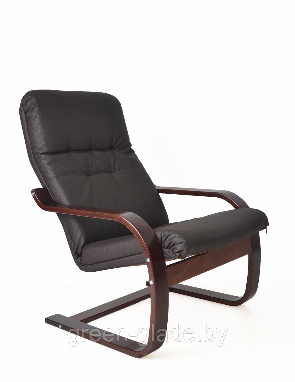 Кресло "Сайма", шпон каркаса - венге, обивка-искусственная кожа Aurora 9 Marron (шоколад) - фото 1 - id-p23202440