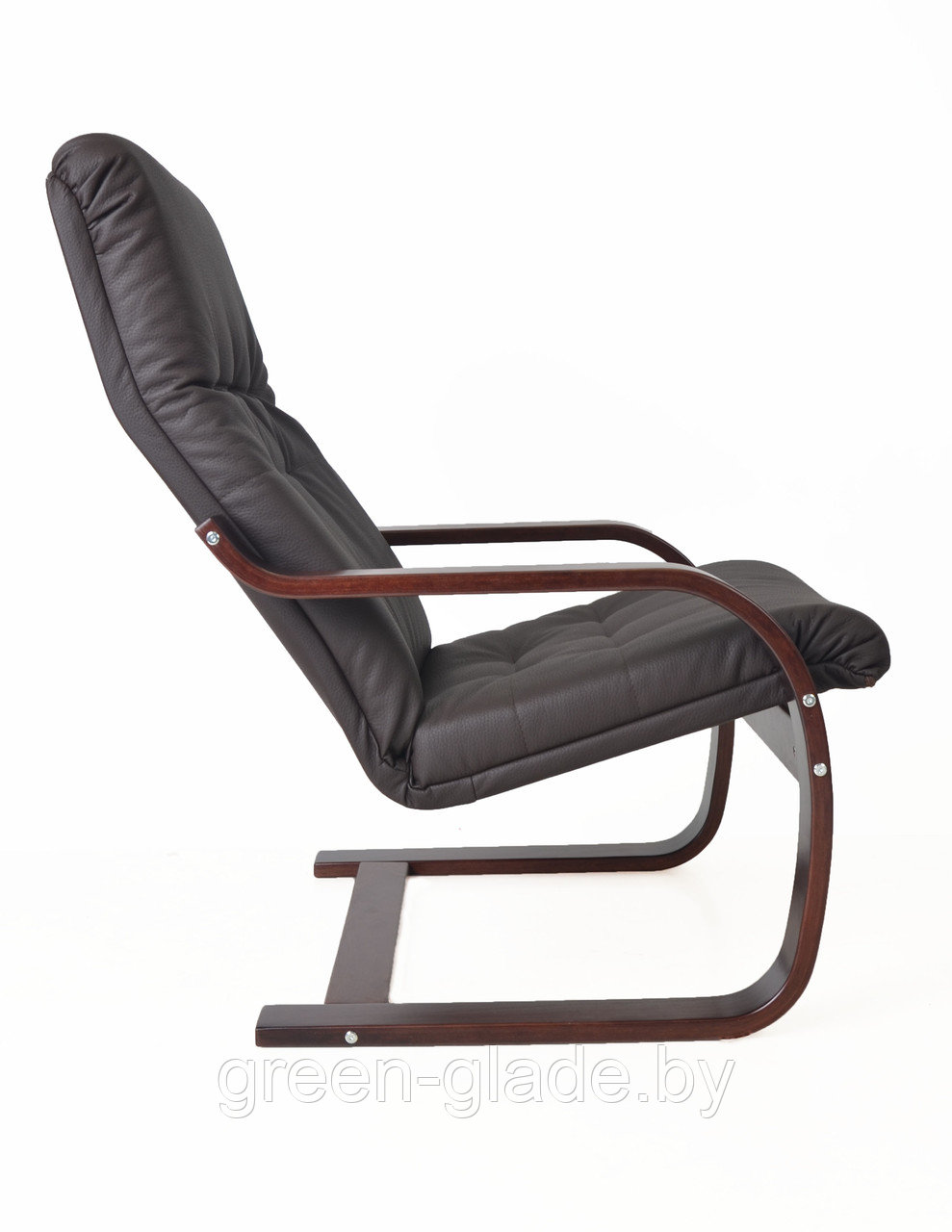 Кресло "Сайма", шпон каркаса - венге, обивка-искусственная кожа Aurora 9 Marron (шоколад) - фото 3 - id-p23202440