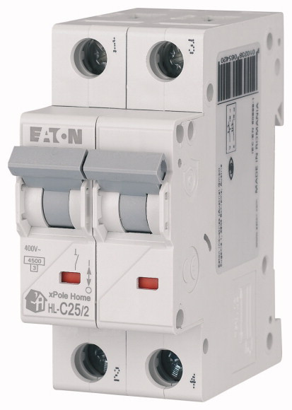 Eaton HL 2P 25A, тип С, 4,5кА, 2М Автоматический выключатель