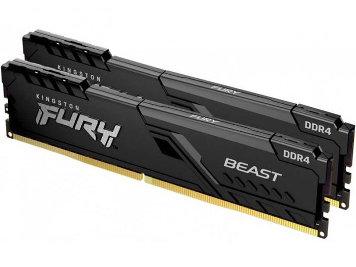 Модуль памяти Kingston Fury Beast Black DDR4 DIMM 3600Mhz PC28800 CL18 - 32Gb Kit (2x16Gb) KF436C18BBK2/32 - фото 1 - id-p186047130