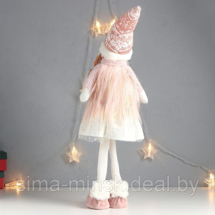 Кукла интерьерная "Девочка с косами, в колпаке, бело-розовый наряд" 63х20х13 см - фото 4 - id-p186288665