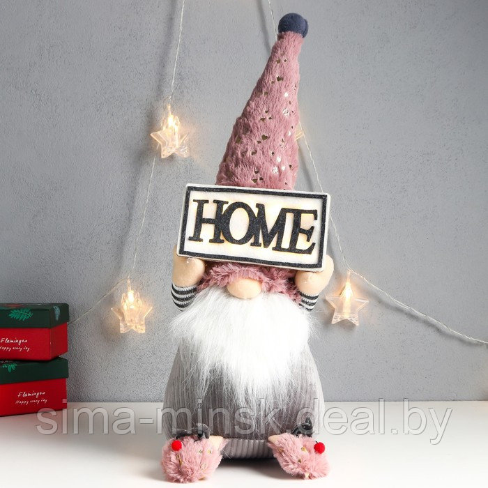 Кукла интерьерная "Дед Мороз с табличкой - HOME" 47х17х15 см - фото 5 - id-p186288675