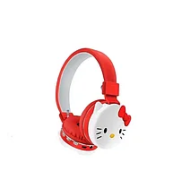 Детские портативные Bluetooth наушники Hello Kitty, красные AH-806D ВТ5.0 с микрофоном, FM