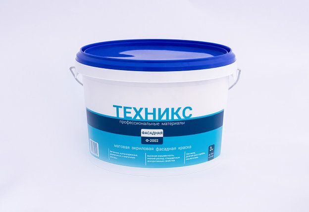 Краска ТЕХНИКС фасадная СЕРАЯ 3 кг. РБ (ВД-АК-1 Ф2002), фото 2