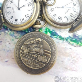 Карманные часы с цепочкой и карабином Паровоз