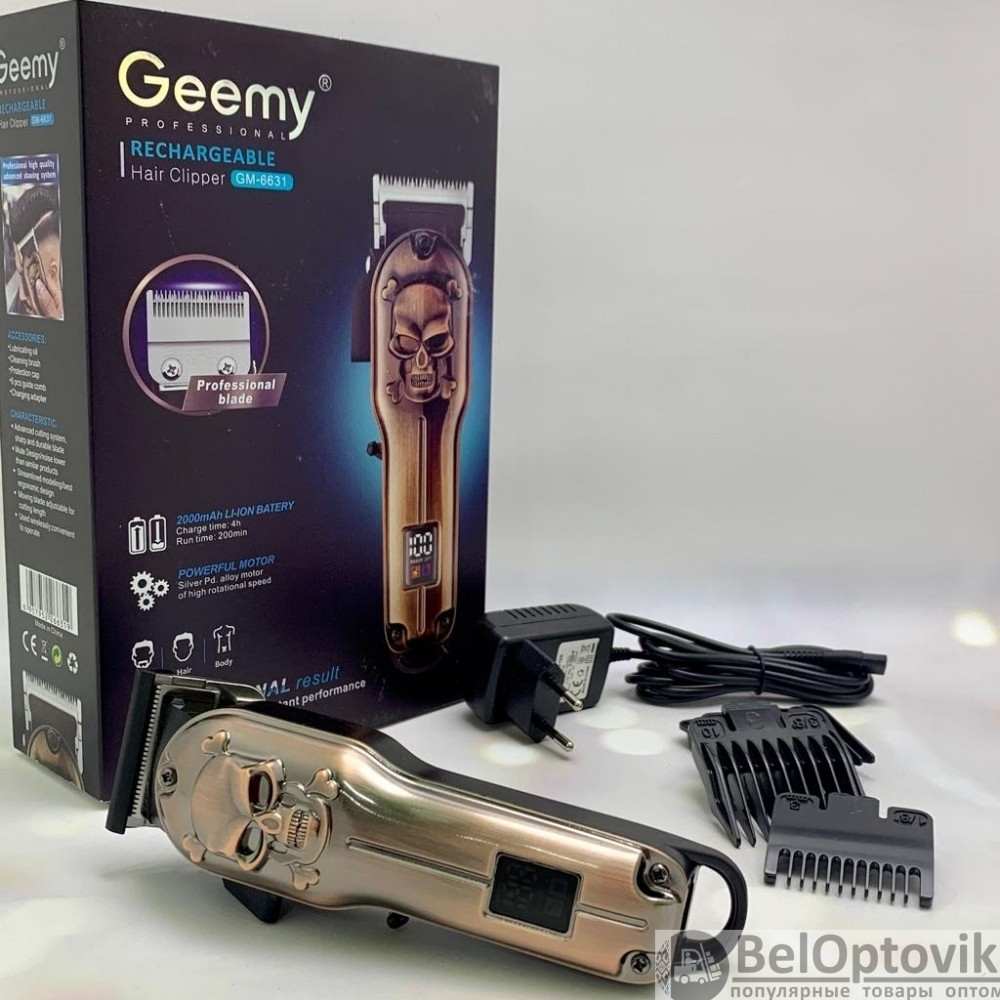 Машинка для стрижки волос, бритья бороды/усов Hair Clipper Geemy GM-6631  SKULL. Аккумулятор высокой ёмкости (6 (ID#186413788), цена: 77 руб., купить  в Минске на Deal.by