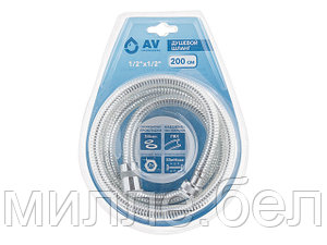 Шланг душевой, PVC, 1/2" г-г 200 см, хром, AV Engineering (Гайка латунь)