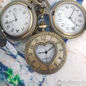 Карманные часы с цепочкой и карабином Сердце, фото 1