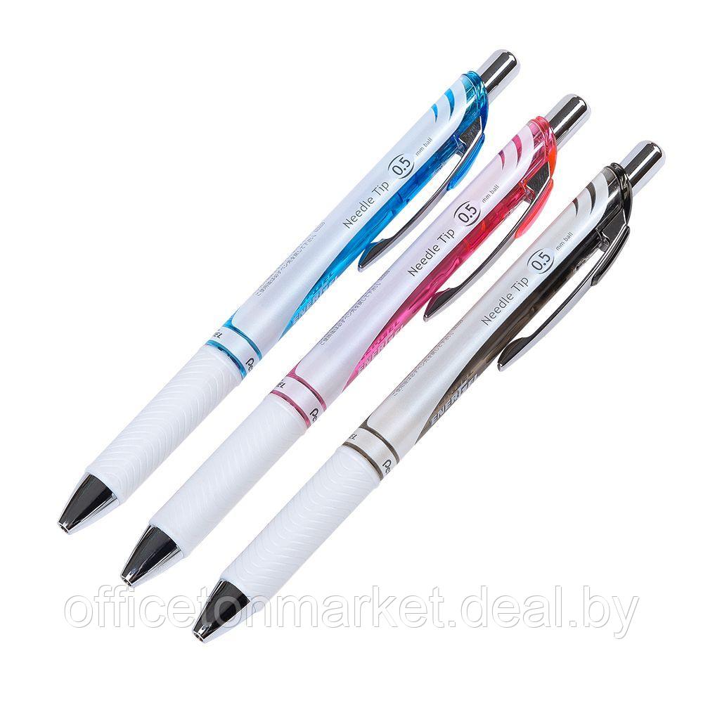 Ручка-роллер "Ener Gel BLN75W", 0.5 мм, белый, синий, стерж. синий - фото 2 - id-p137121370