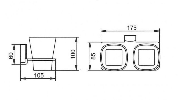 Держатель с 2-мя стаканами Ledeme L30308B - фото 4 - id-p186446097