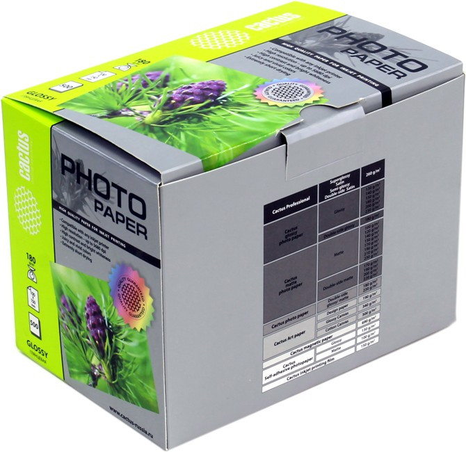 Cactus CS-GA6180500 (10x15см, 500 листов, 180 г/м2) бумага глянцевая