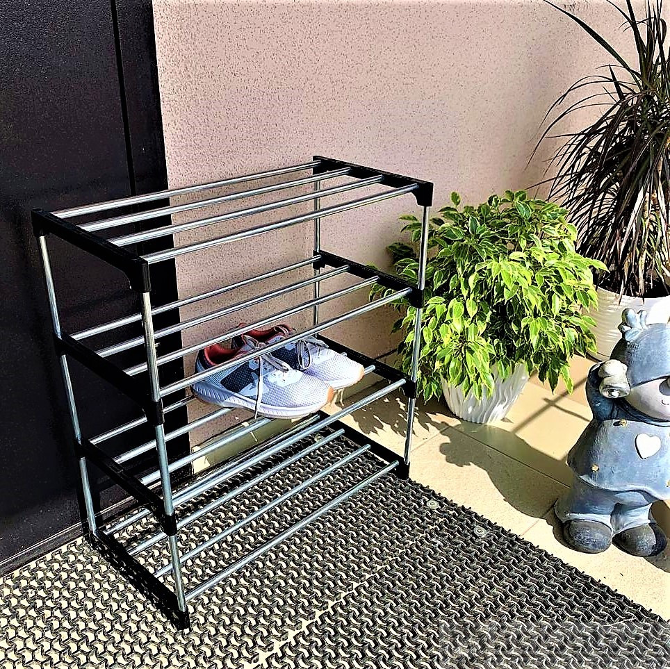 Полка — стеллаж для обуви 4-х ярусная, разборная SHOE RACK 8828-4 (размер 60х30х55 см) Вместимость 12 пар