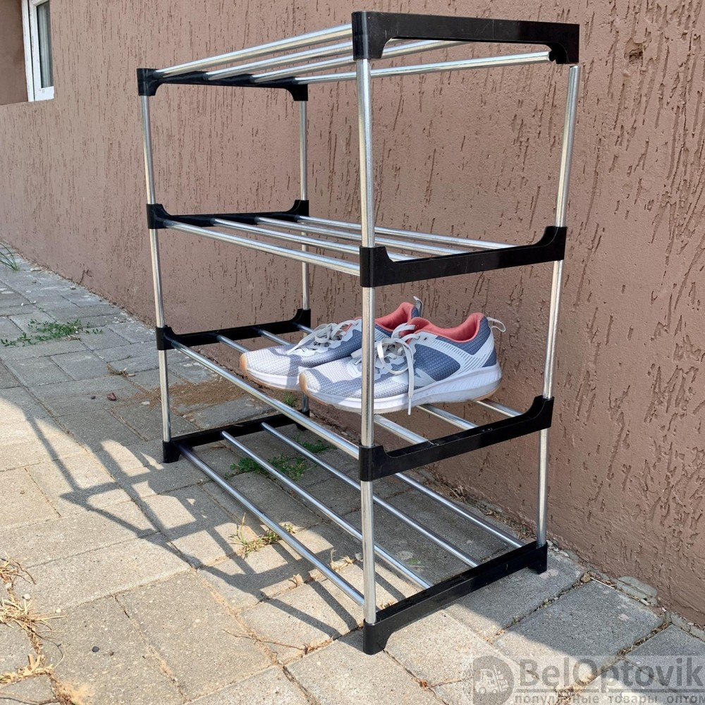 Полка стеллаж для обуви 4-х ярусная, разборная SHOE RACK 8828-4 (размер 60х30х55 см) Вместимость 12 пар - фото 3 - id-p186523166