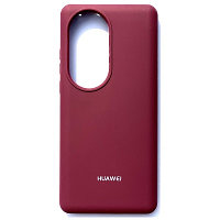 Силиконовый чехол с микрофиброй Silicone Case бордовый для Huawei P50 Pro