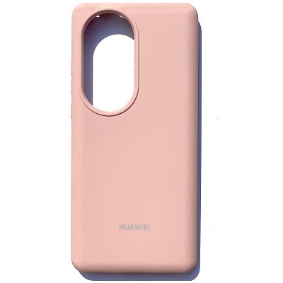 Силиконовый чехол с микрофиброй Silicone Case светло-розовый для Huawei P50 Pro - фото 1 - id-p186523135
