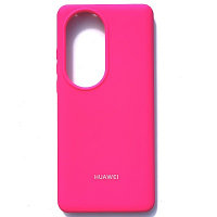 Силиконовый чехол с микрофиброй Silicone Case ярко-розовый для Huawei P50 Pro