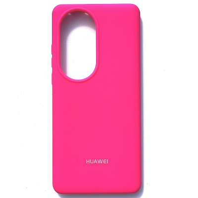 Силиконовый чехол с микрофиброй Silicone Case ярко-розовый для Huawei P50 Pro - фото 1 - id-p186523137